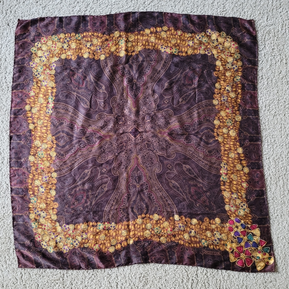 Chanel Paisley Jewel Silk Scarf